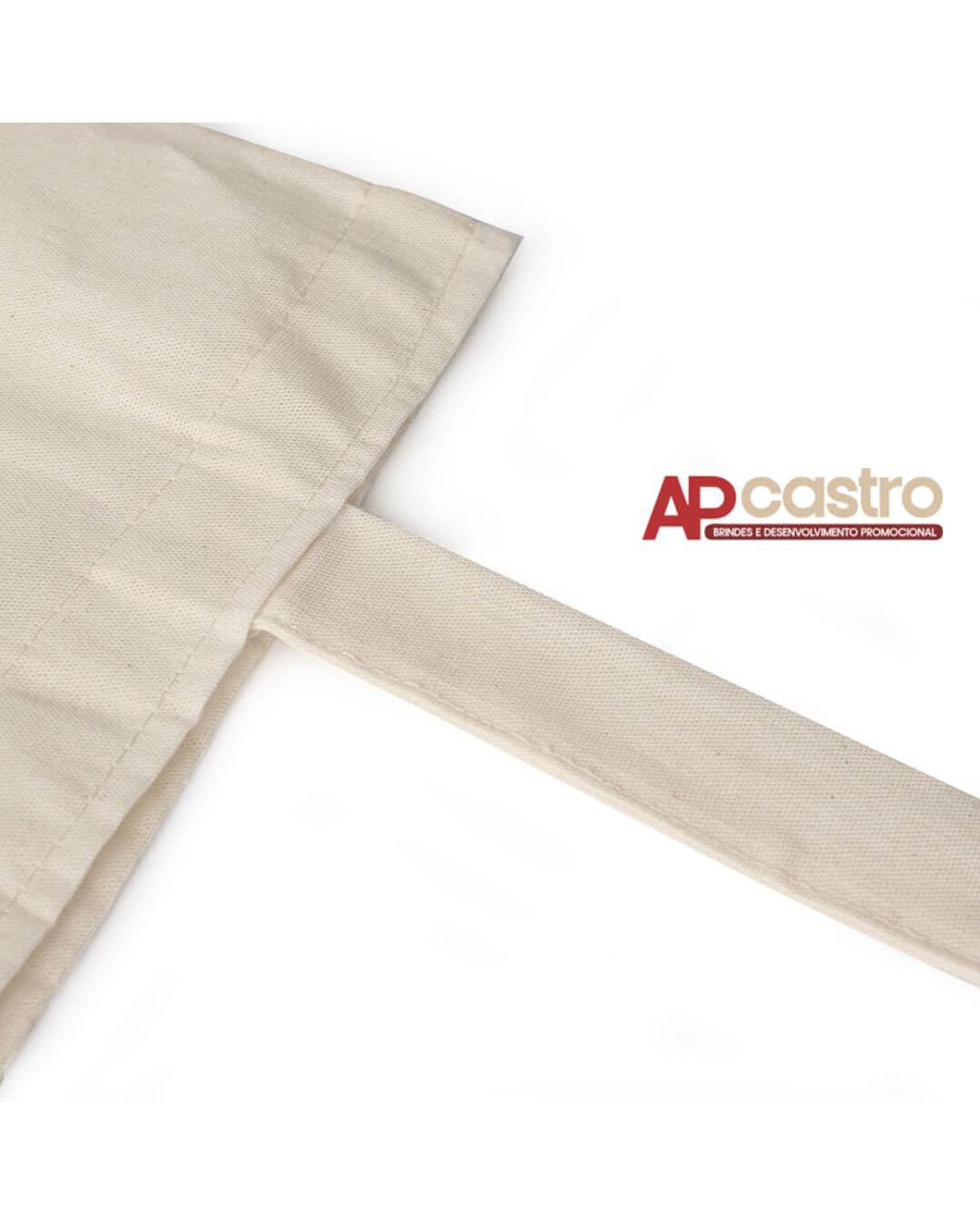 Detalhe da costura invertida da alça da ecobag