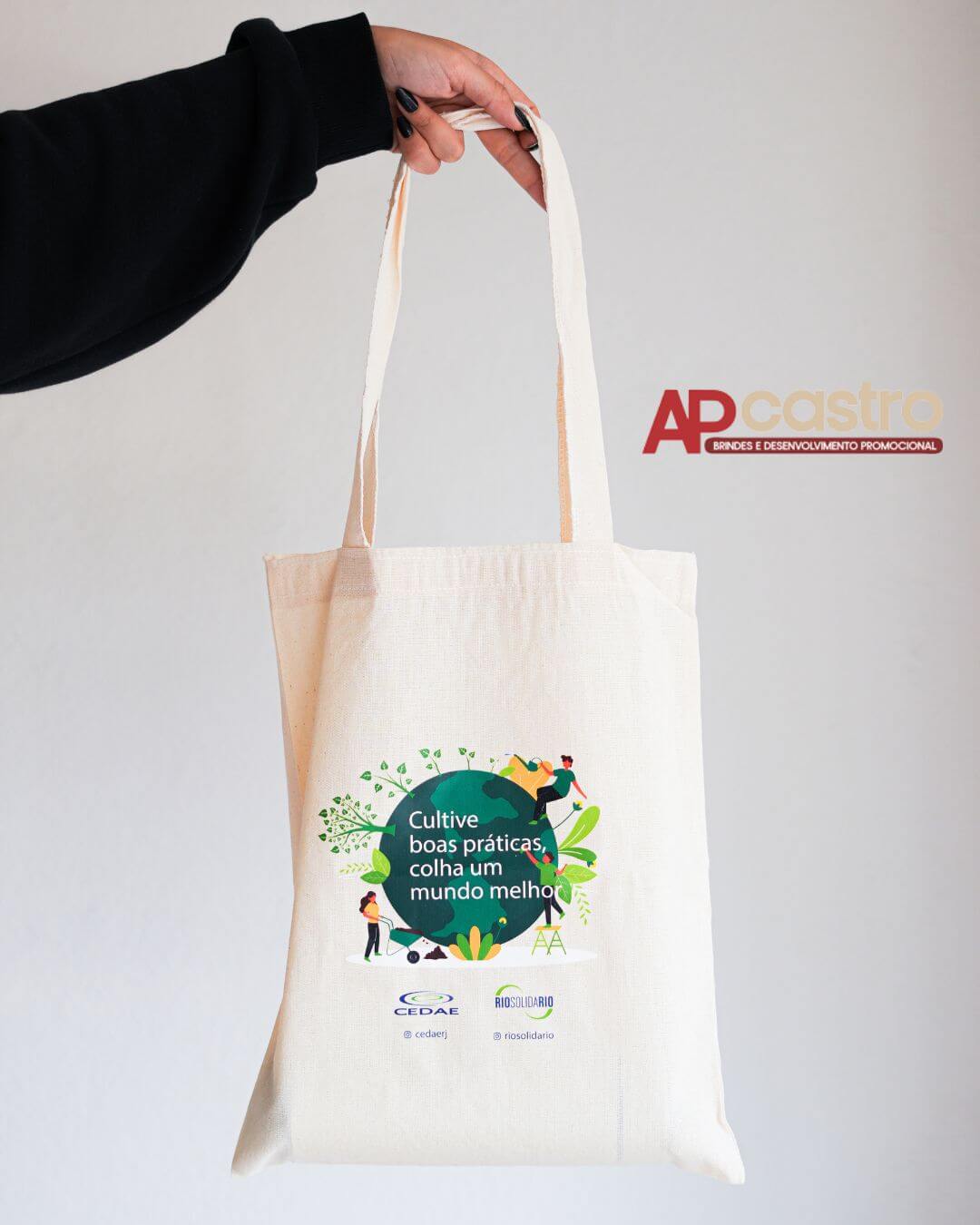 Ecobag personalizada com arte de campanha corporativa
